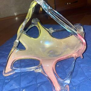 Murano Art Glass Italy/ Bowl Candy Hand Blown- bundled w/ art glass candle cyl.